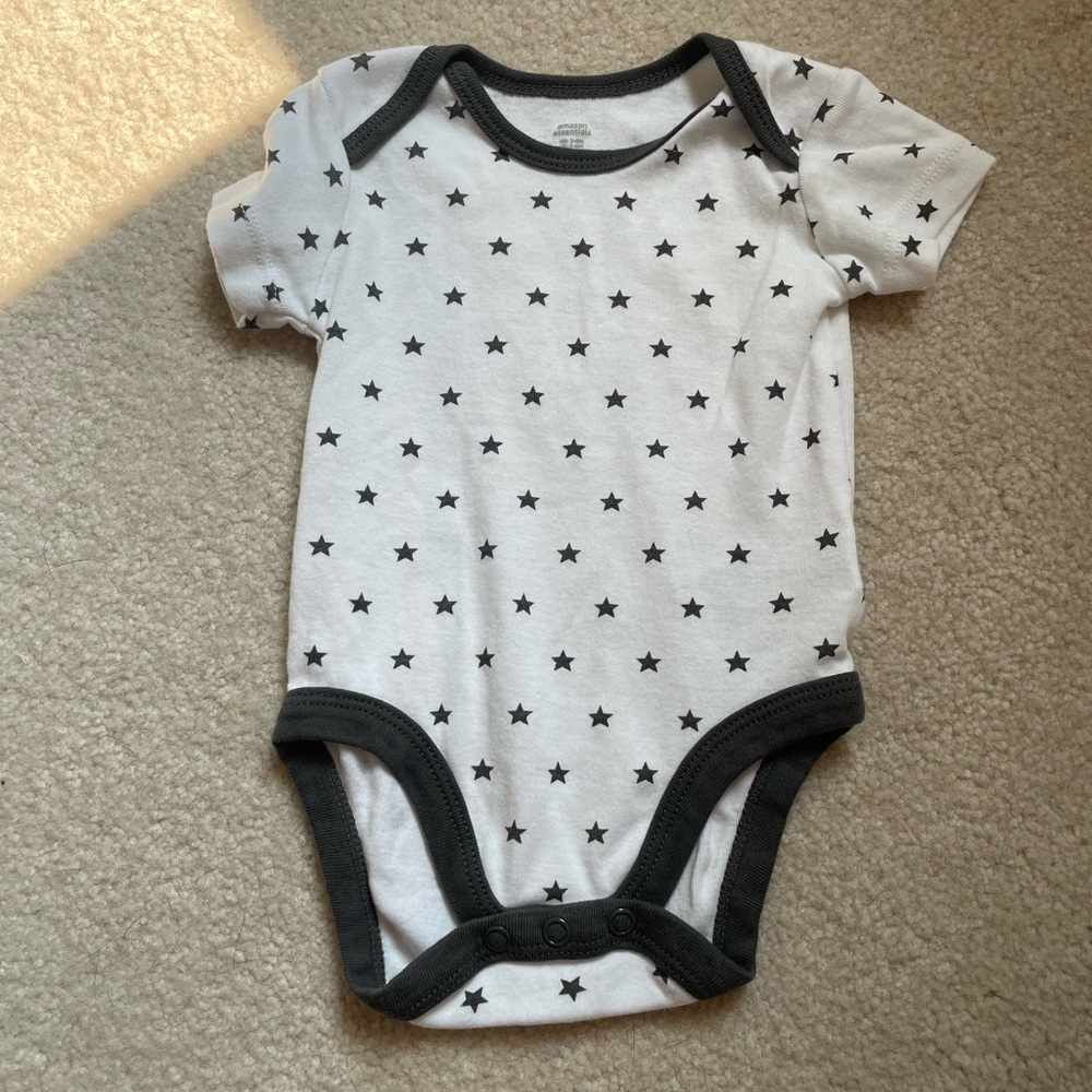 Charming Starry White and Black Baby Bodysuit
